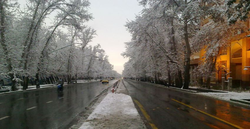 خیابان ولیعصر تهران در زمستان